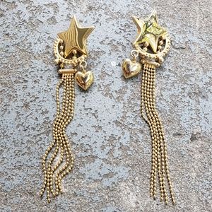 1990s Vintage statement shoulder duster earrings